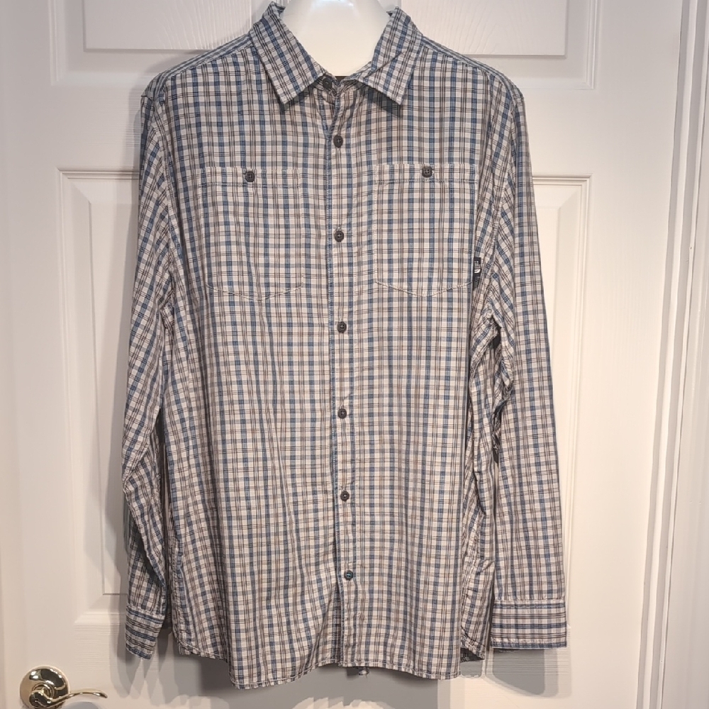 North Face Blue Checkered Shirt, XXL